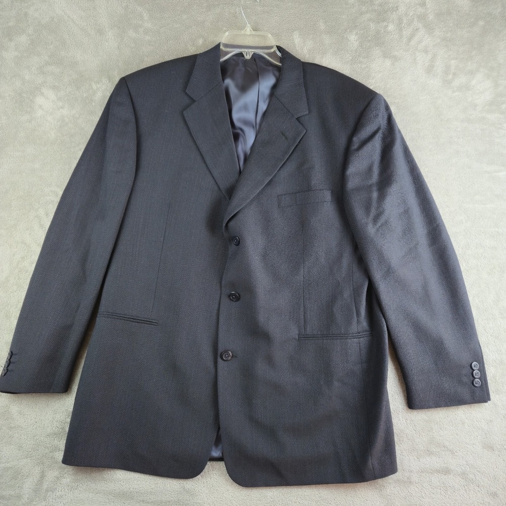 Vintage Jhane Barnes Blazer Jacket Mens 44R Navy Blue 3 Buttons Professional